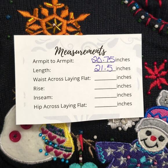 Vintage Collage Christmas Sweater Snowflakes Snowmen Size M - Picture 15 of 15